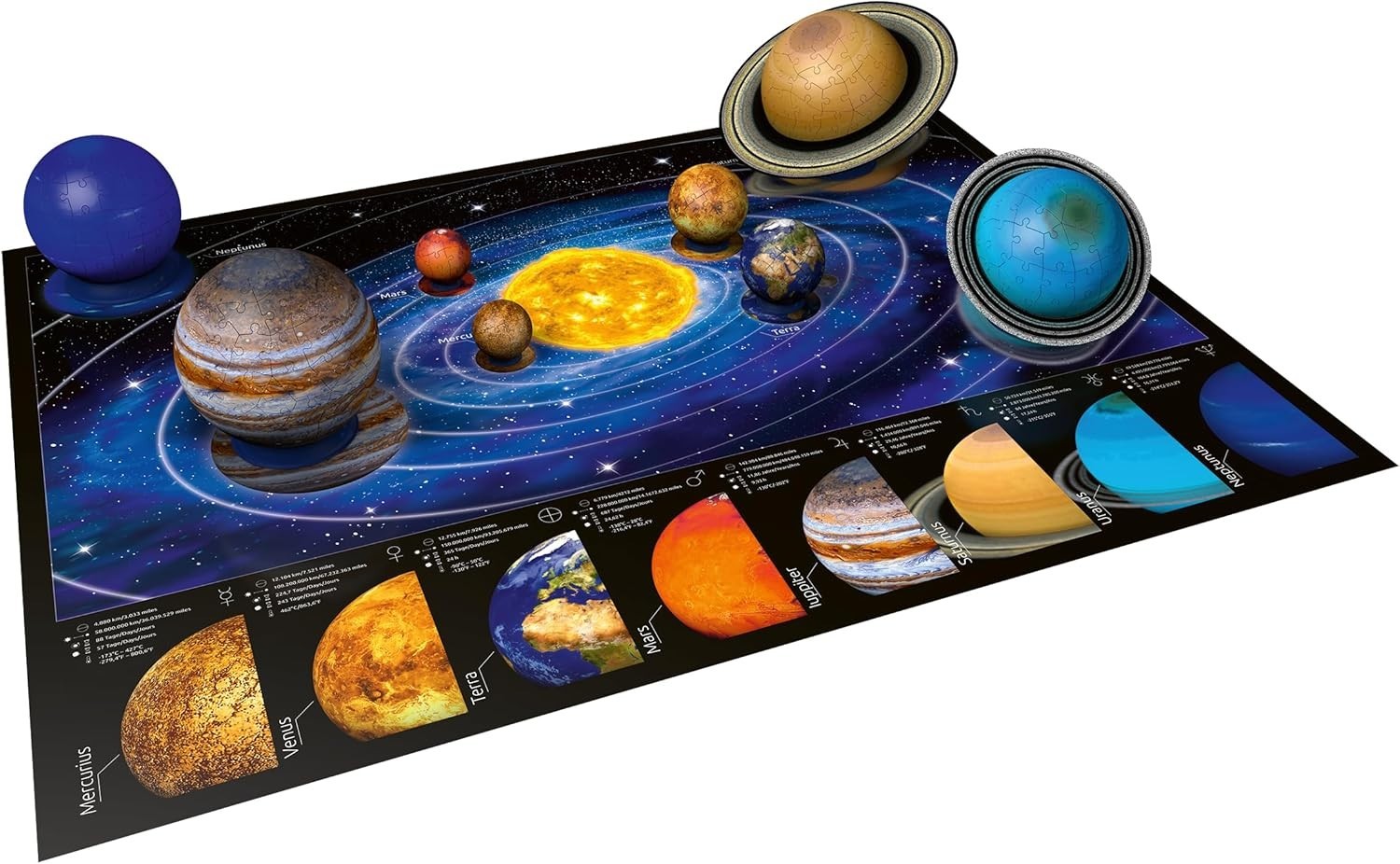 3D Solar System Puzzle Set 540 Piece Planet Model Kit Space Gift
