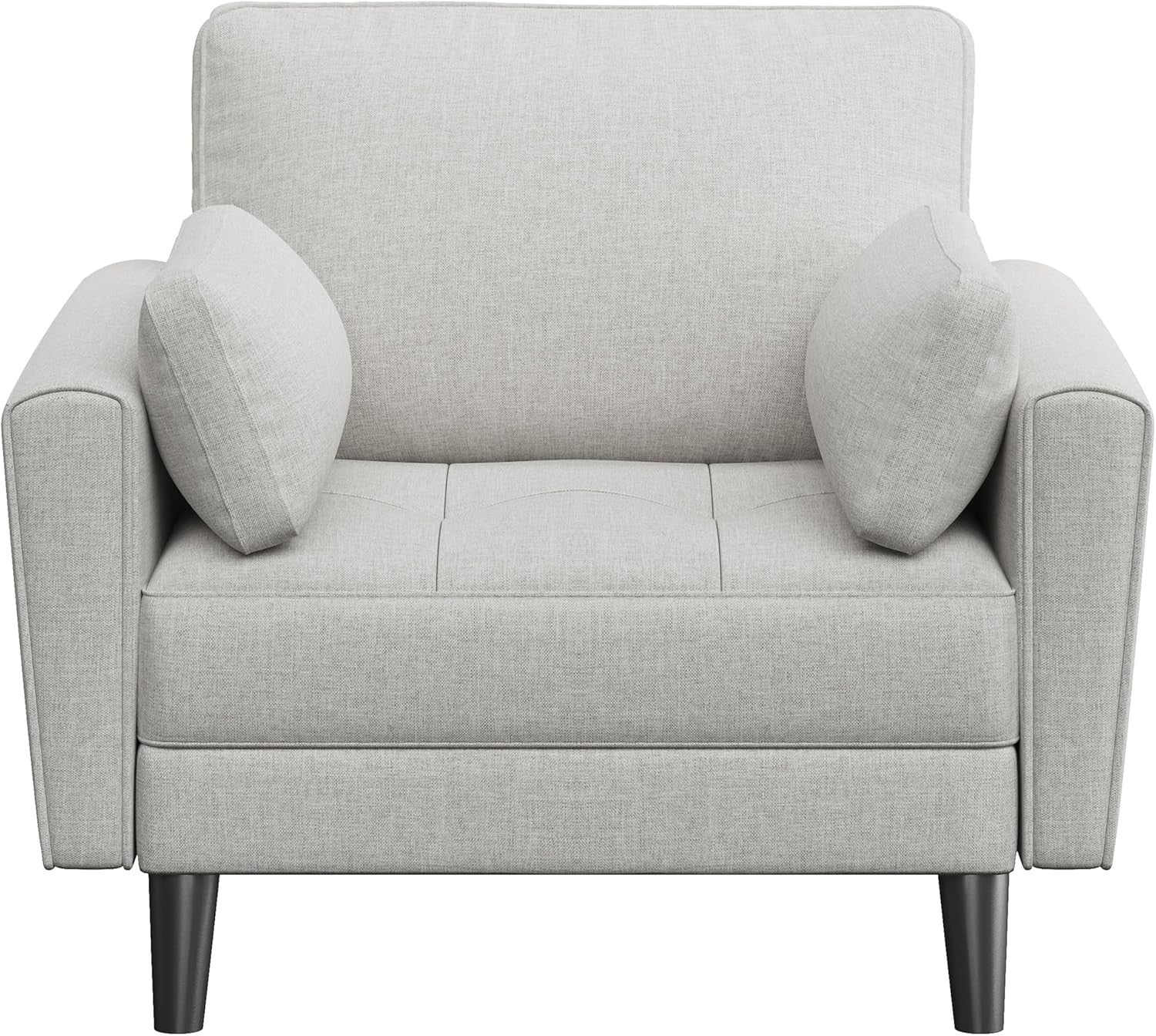 Greige Tufted Tub Chair Oversized Armchair with Pillows