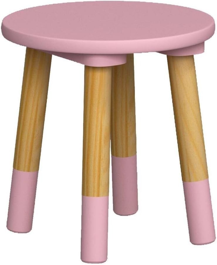 Kids Wooden Round Pink Table & 4 Chair Set, Sturdy Toddler Activity Furniture