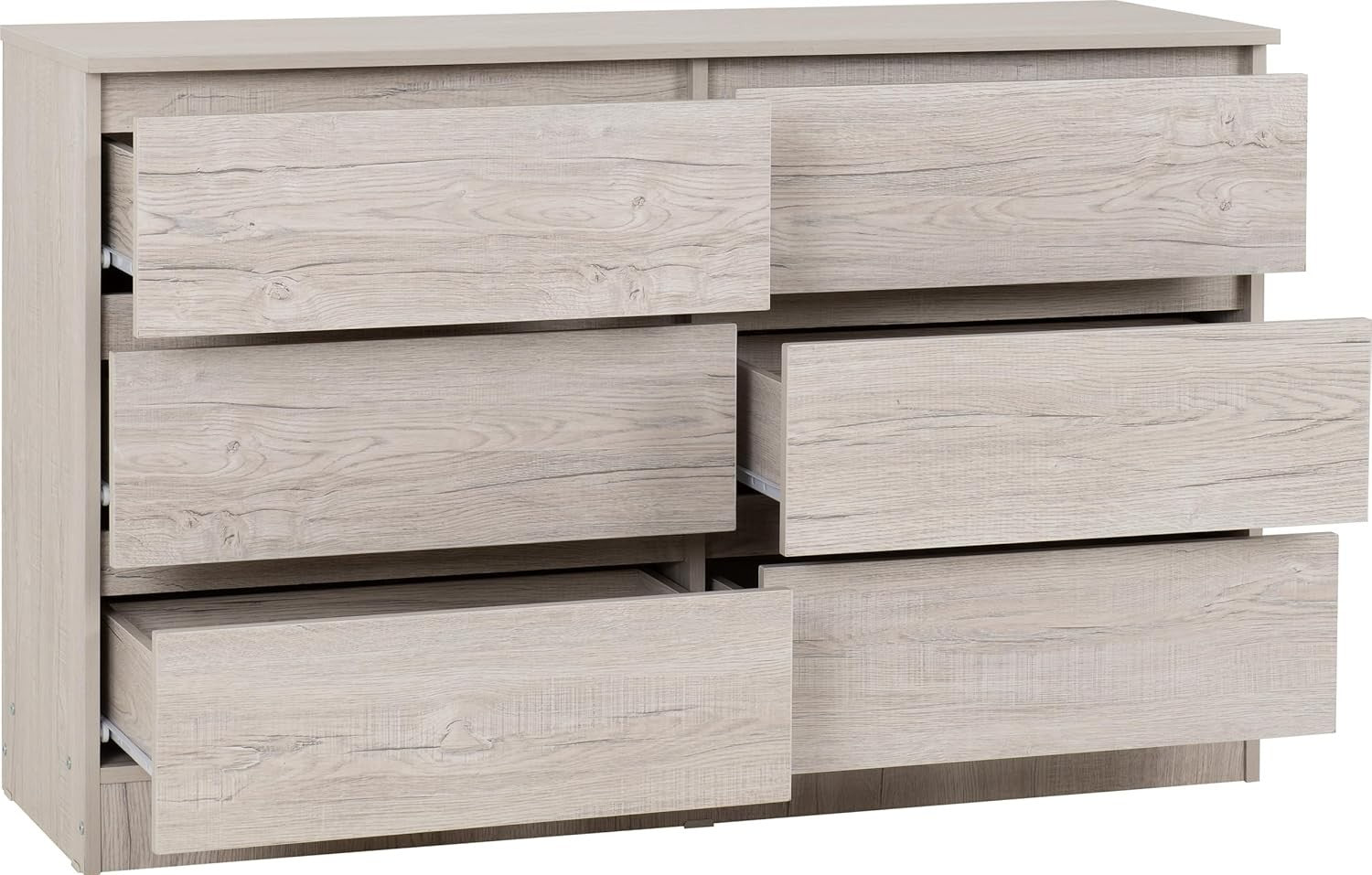 Urban Oak 6 Drawer Chest Wide Bedroom Storage Unit Modern Wood Look