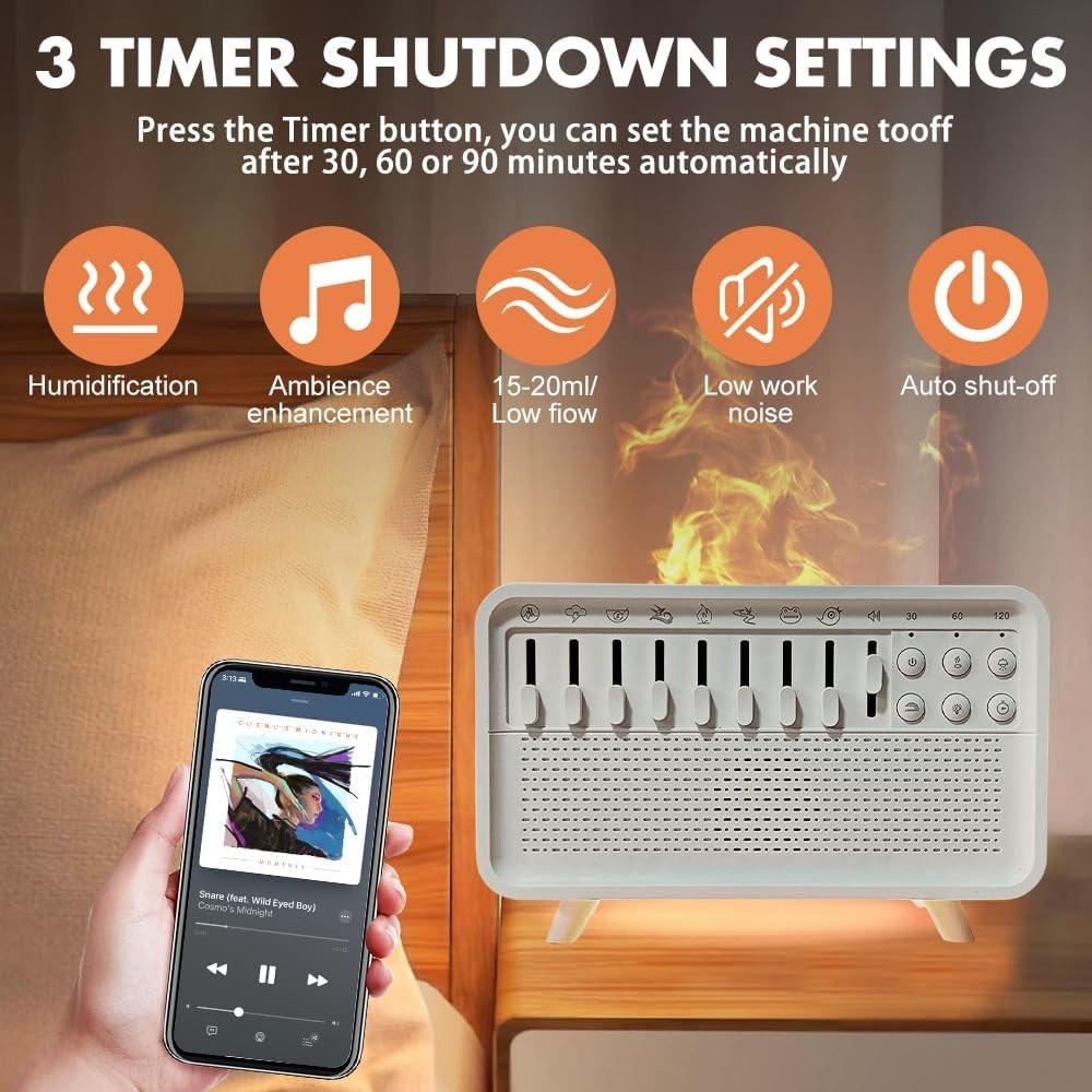 White Noise Machine with Humidifier, 8 Sleep Sounds, Night Light & Bluetooth