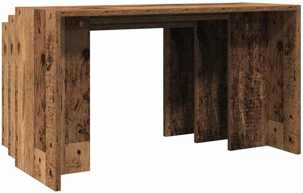 Modern Nesting End Side Tables Set of 2 Rectangular Walnut Wood Stackable Old Wo