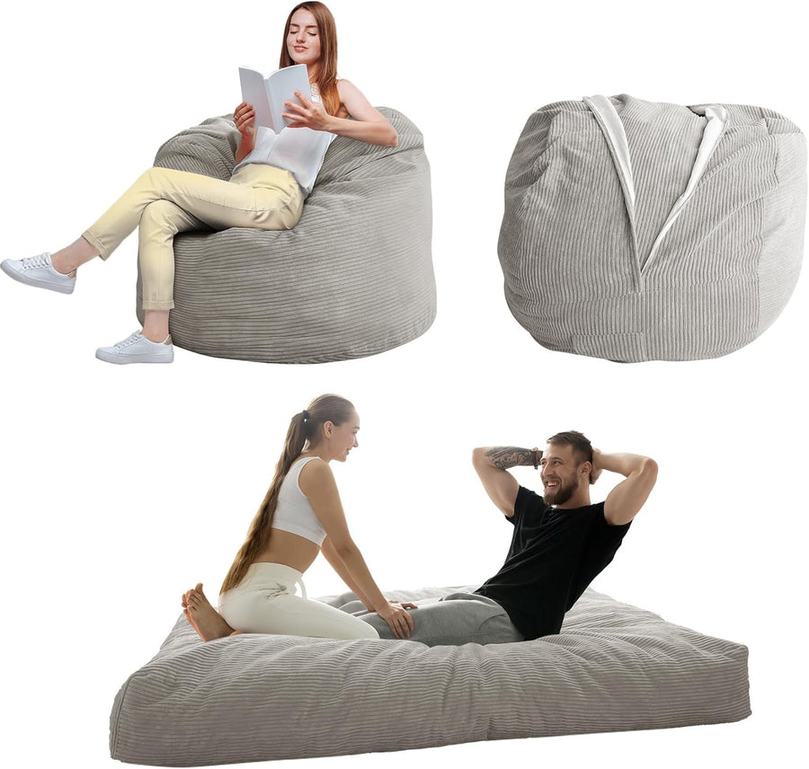 Convertible Bean Bag Sofa Bed King Size Corduroy Chair for Adults Guest