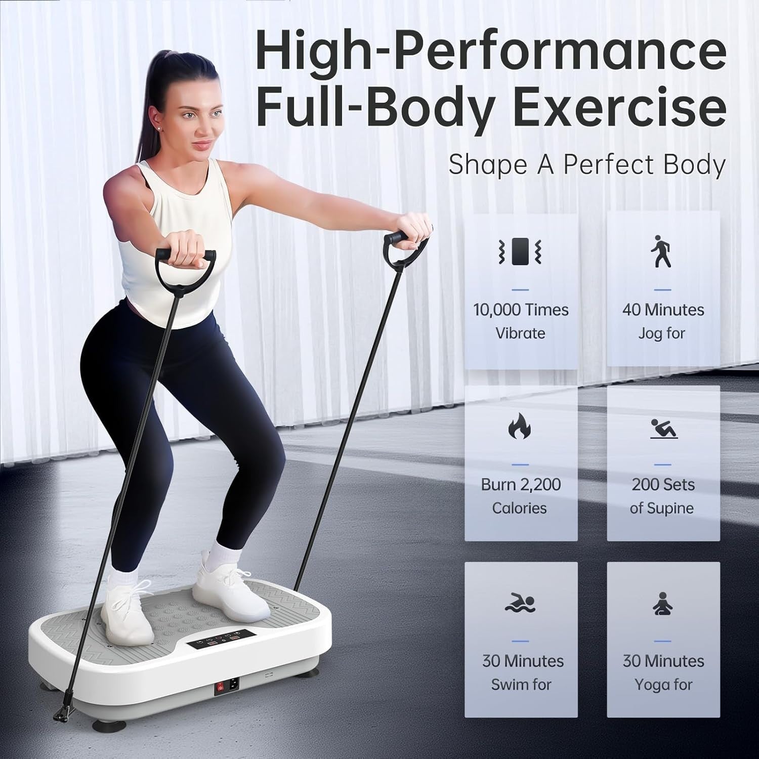 Vibration Plate Exercise Machine 99 Speeds 9 Programs 330LB Slim