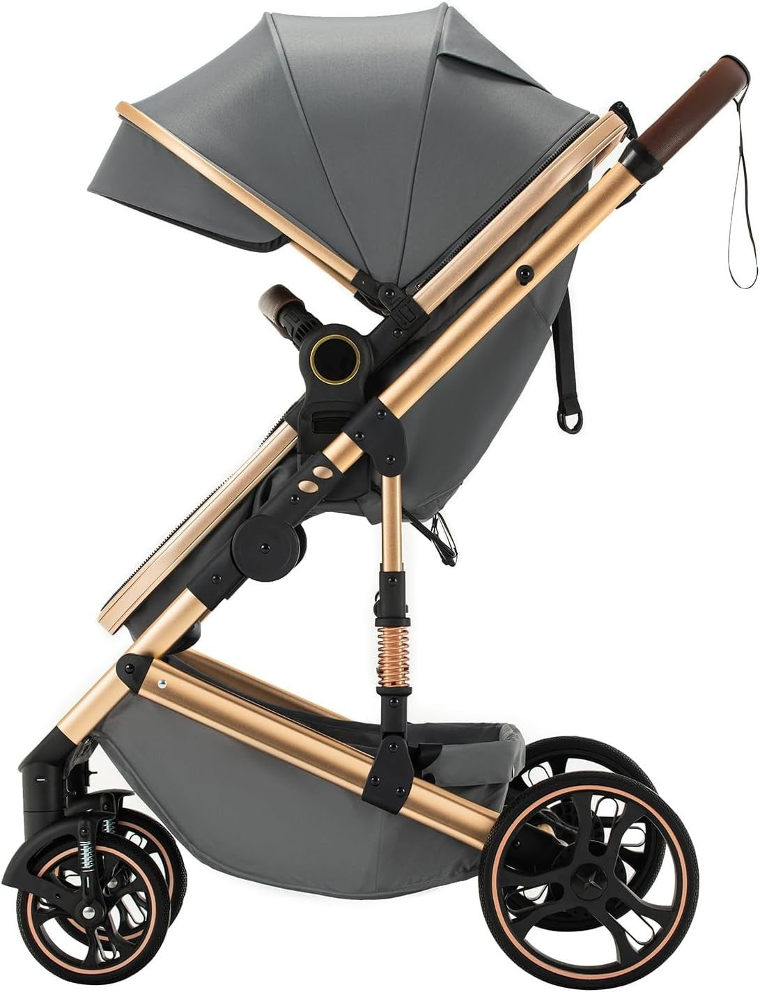 Dark Grey 3in1 Baby Pram Pushchair One-Touch Fold Travel System 22kg