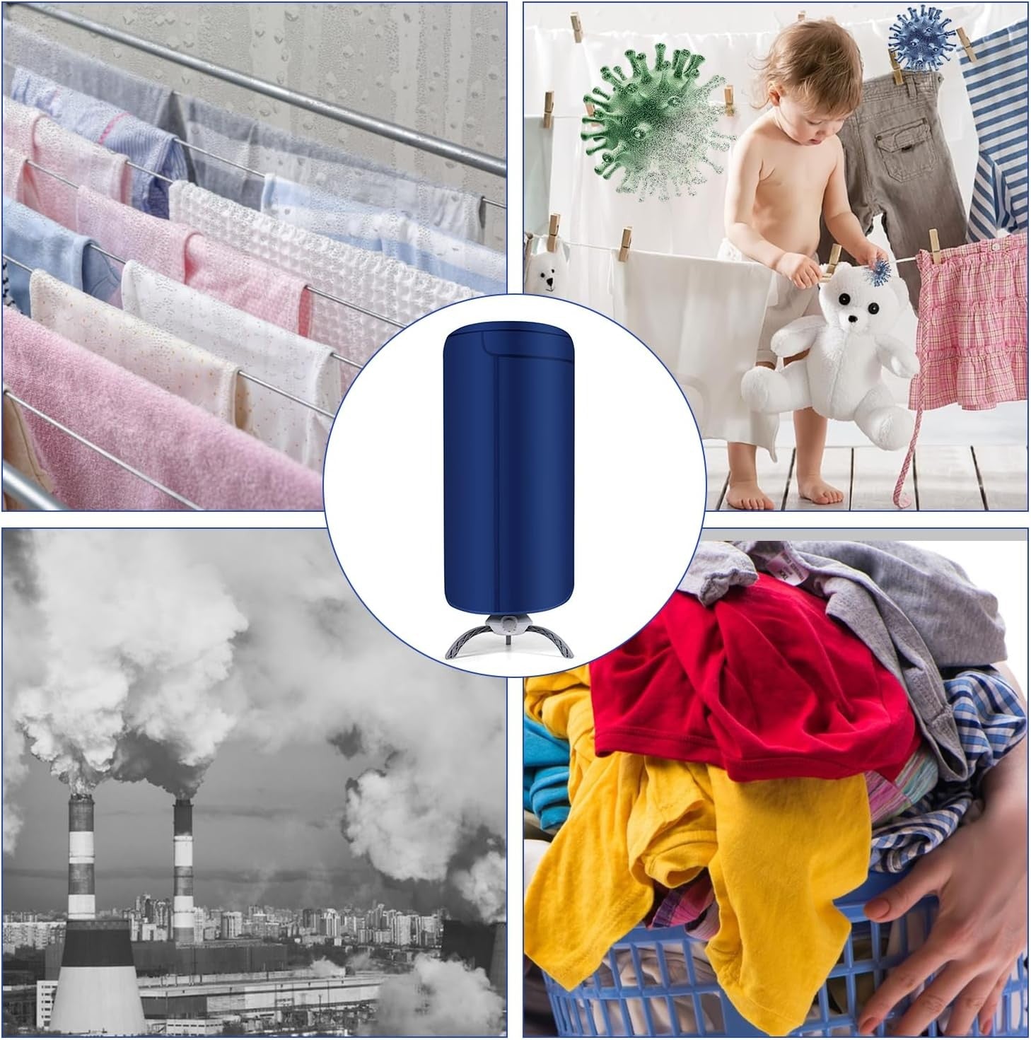900W Portable Electric Clothes Dryer Heated Airer 12KG Indoor Folding Pod