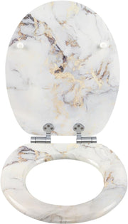 Soft Close O-Shaped Toilet Seat MDF Quick Release Heavy Duty Oval Lid
