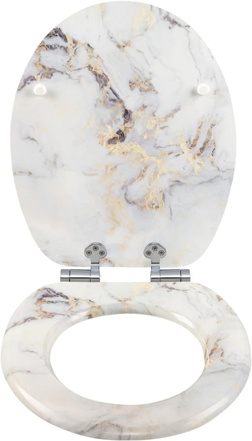 Soft Close O-Shaped Toilet Seat MDF Quick Release Heavy Duty Oval Lid