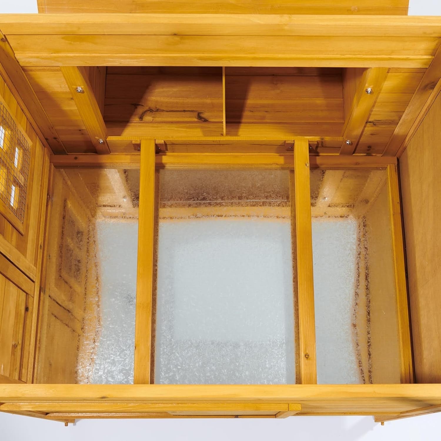 Wooden Chicken Coop with Run Double Nest Box Easy Clean Secure Hen House