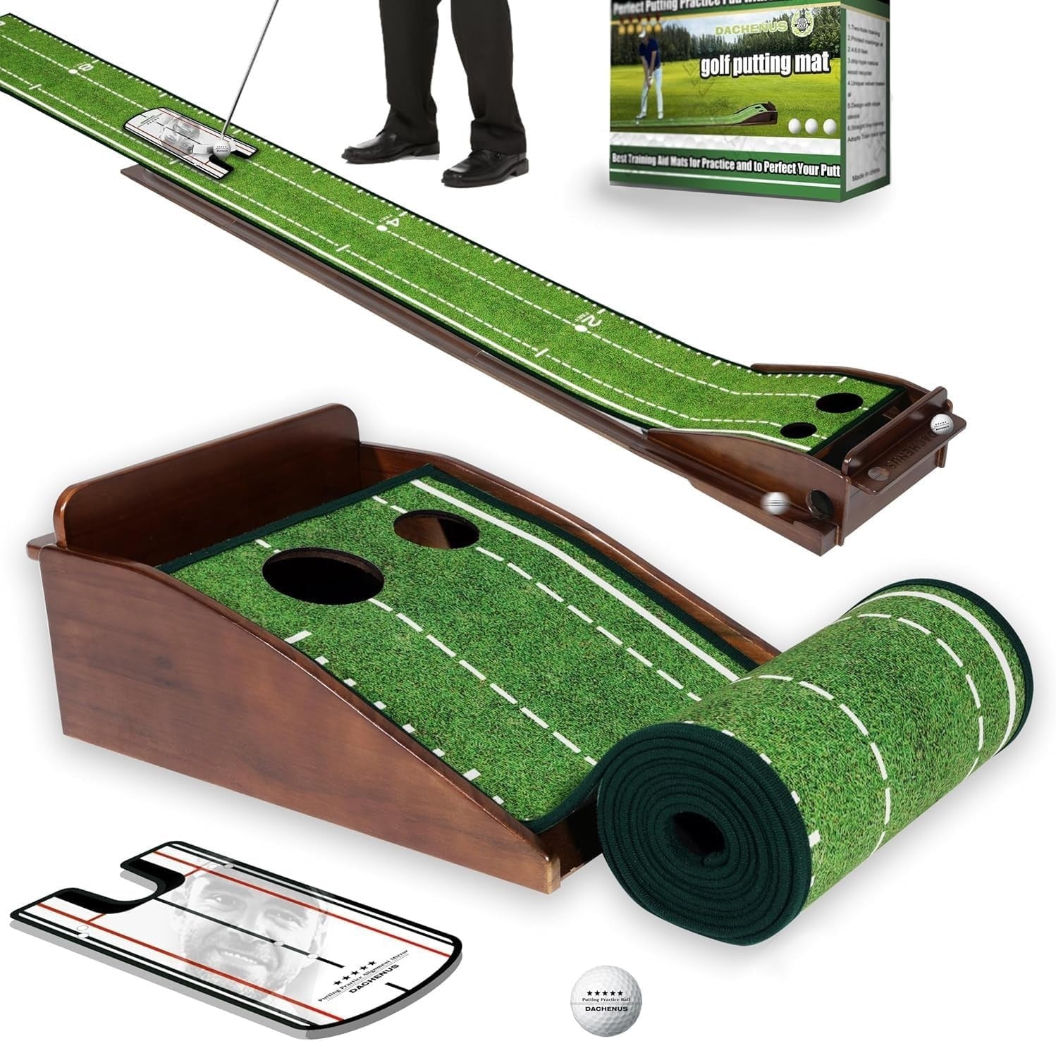 Professional Putting Green Mat Indoor Mini Golf Practice Set Return Ramp