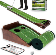 Professional Putting Green Mat Indoor Mini Golf Practice Set Return Ramp