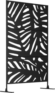 Garden Privacy Screen Freestanding Metal Divider Outdoor Decor Large Leaf Panel