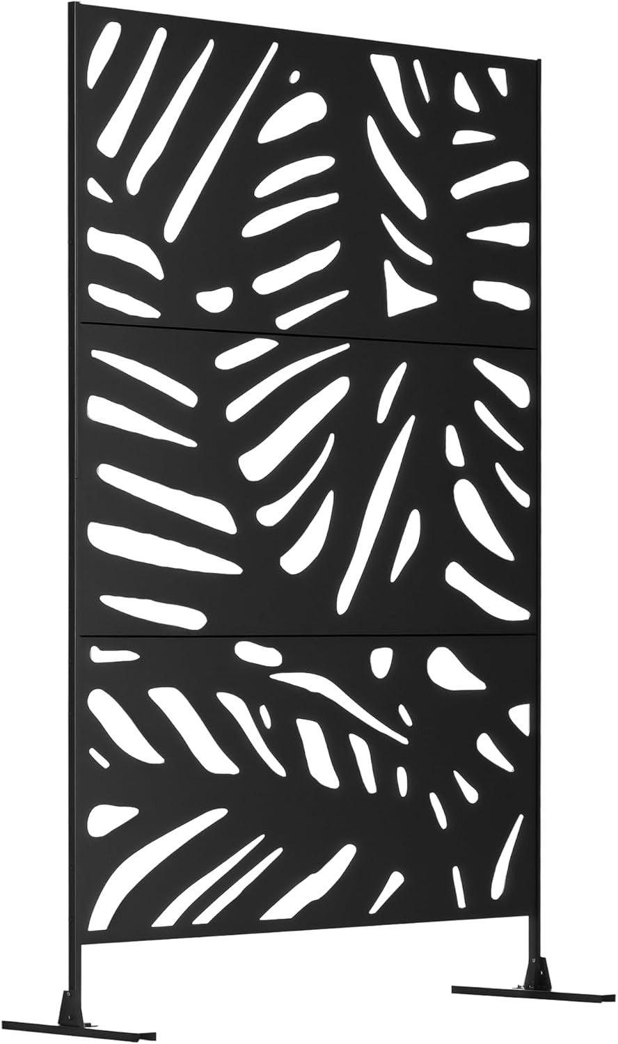 Garden Privacy Screen Freestanding Metal Divider Outdoor Decor Large Leaf Panel
