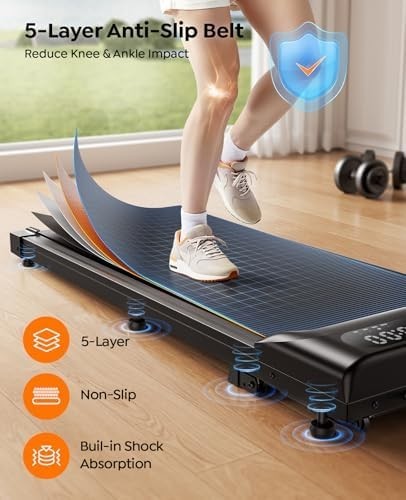 3HP Under Desk Treadmill 9% Incline Walking Pad 1–8km/h Compact Quiet Home 120KG