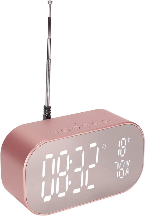 Gold Digital Alarm Clock Radio LED Display Stereo Speakers Snooze