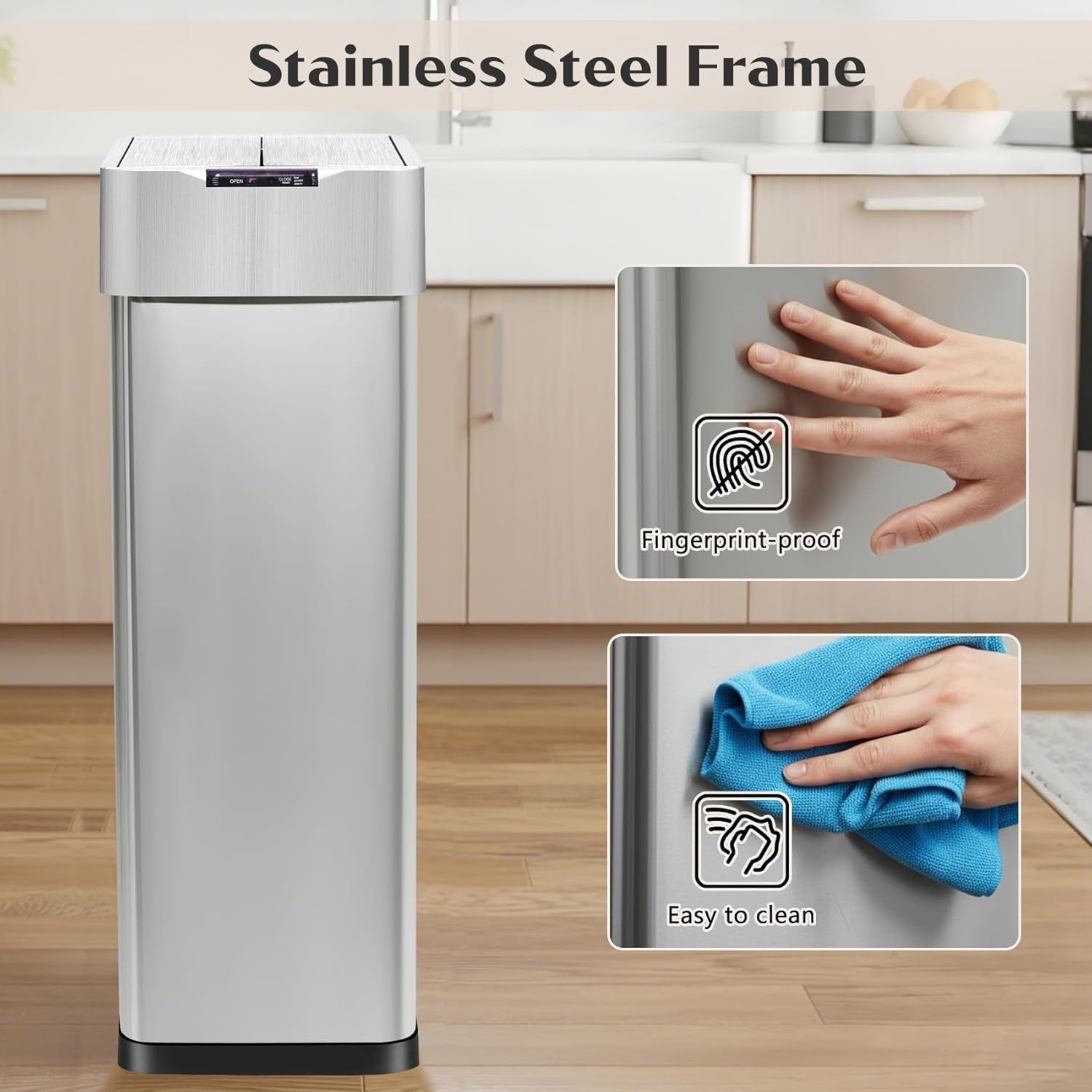 70L Touchless Sensor Bin Stainless Steel Soft Close