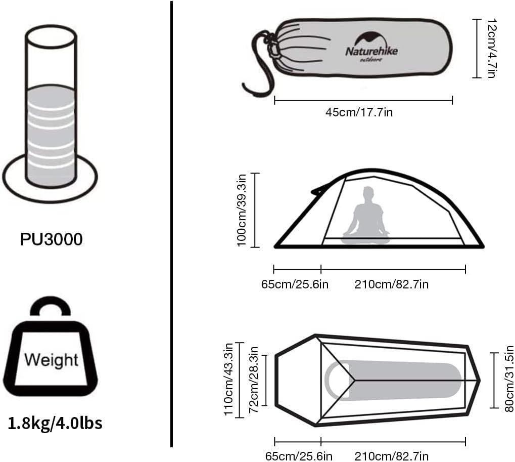 Ultralight 1 Person Backpacking Tent Waterproof Hiking Dome