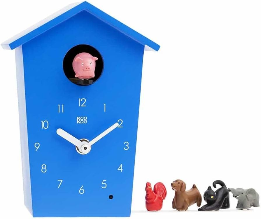 Kids Animal Sound Cuckoo Clock Blue Modern Silent Wall Clock Nursery