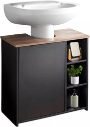 Under-Sink Bathroom Cabinet with 3 Shelves & Door, Compact 65x30x60cm