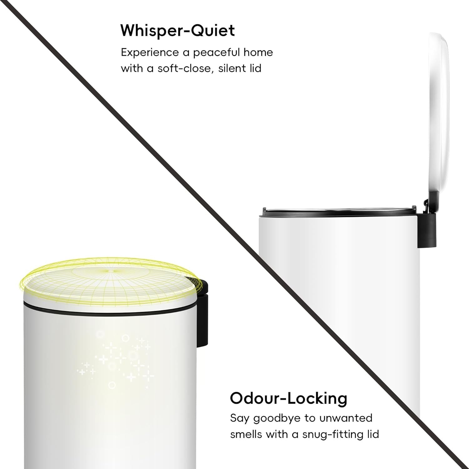 3L White Stainless Steel Pedal Bin Small Bathroom Bedroom Trash