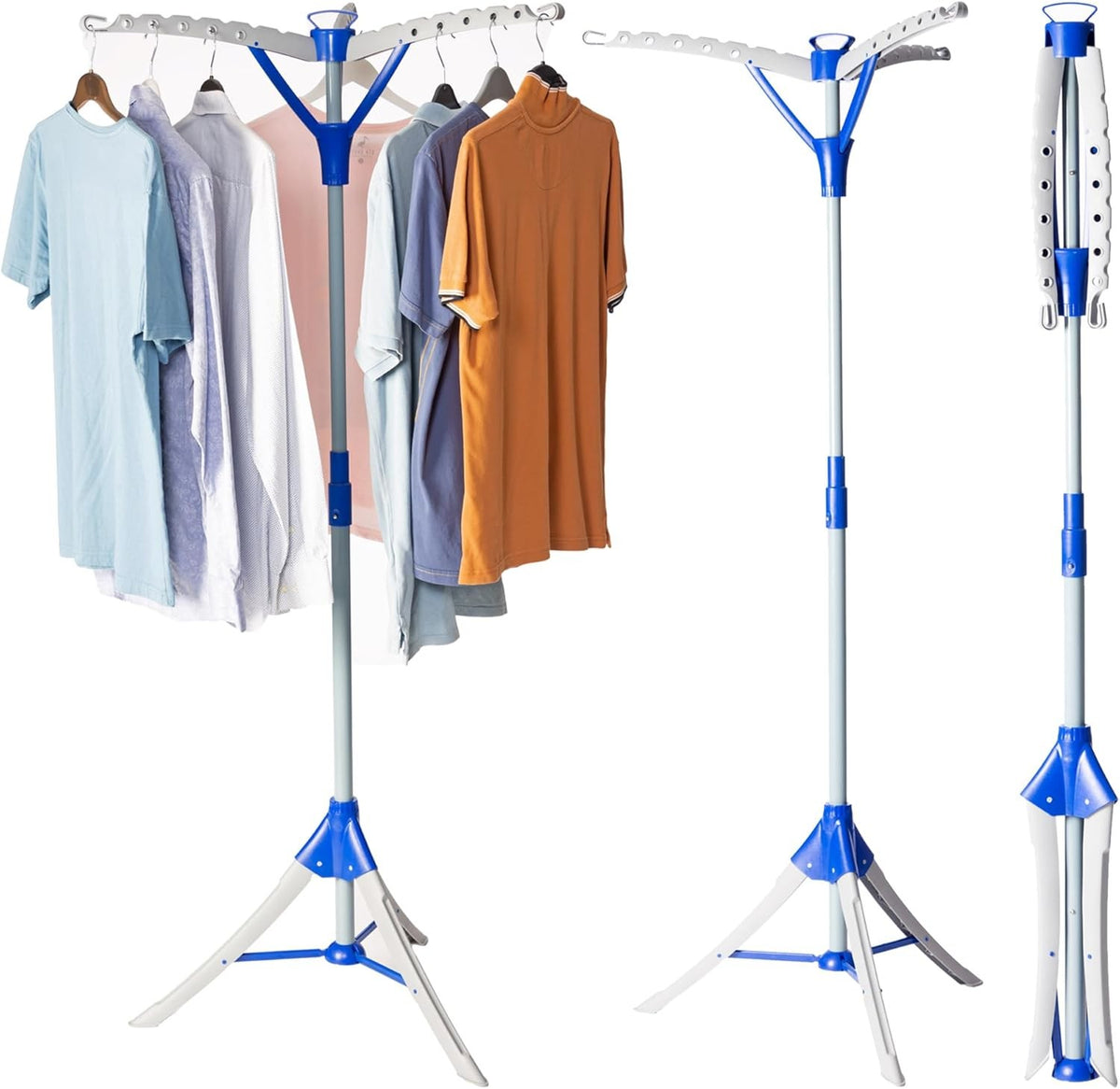Portable Clothes Rail Airer Tripod Folding Drying Rack 159cm Large Capacity