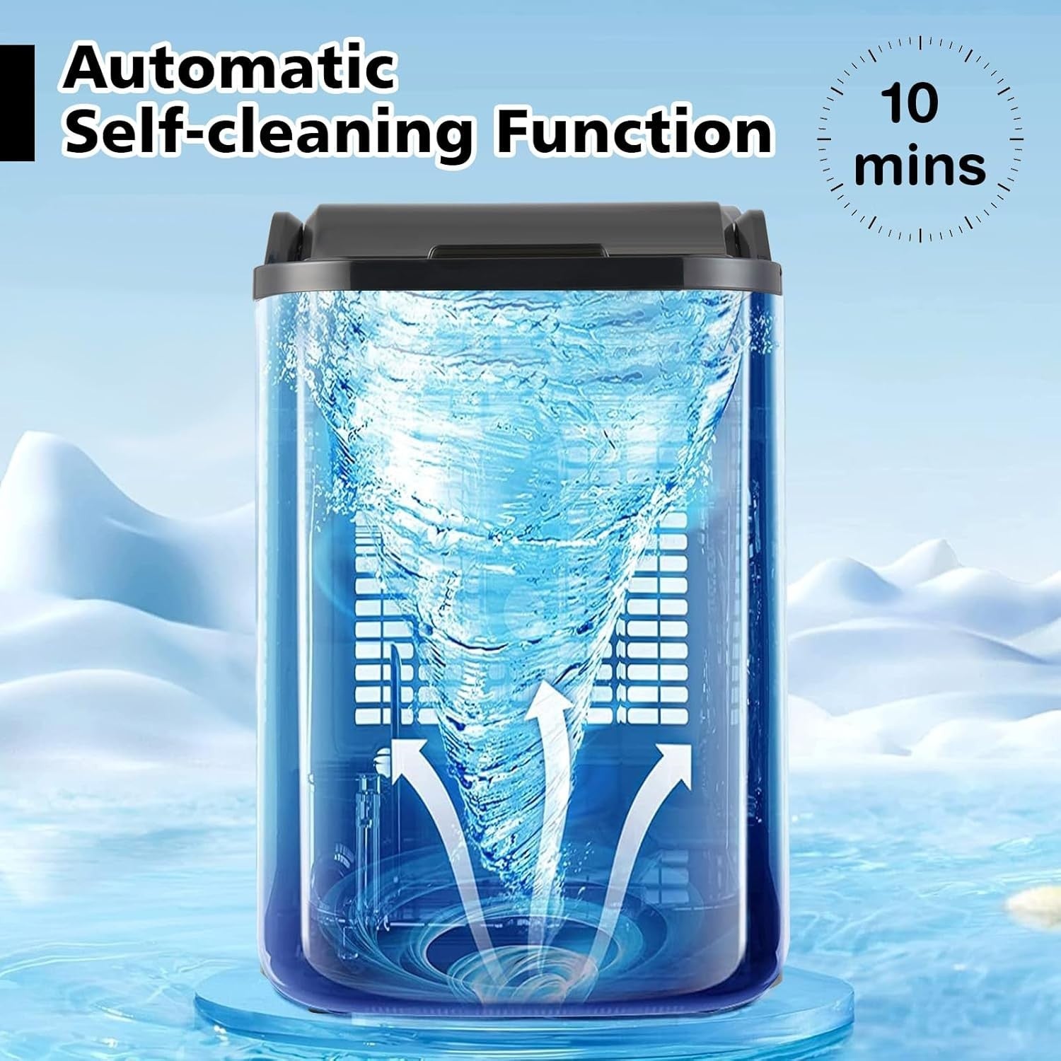 Nugget Ice Maker Countertop 24kg/24H Self Cleaning Timer 2.5L Tank