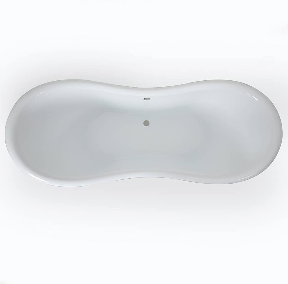1750x730mm Freestanding Double Ended Slipper Bath Stone Grey Acrylic w/ Chrome