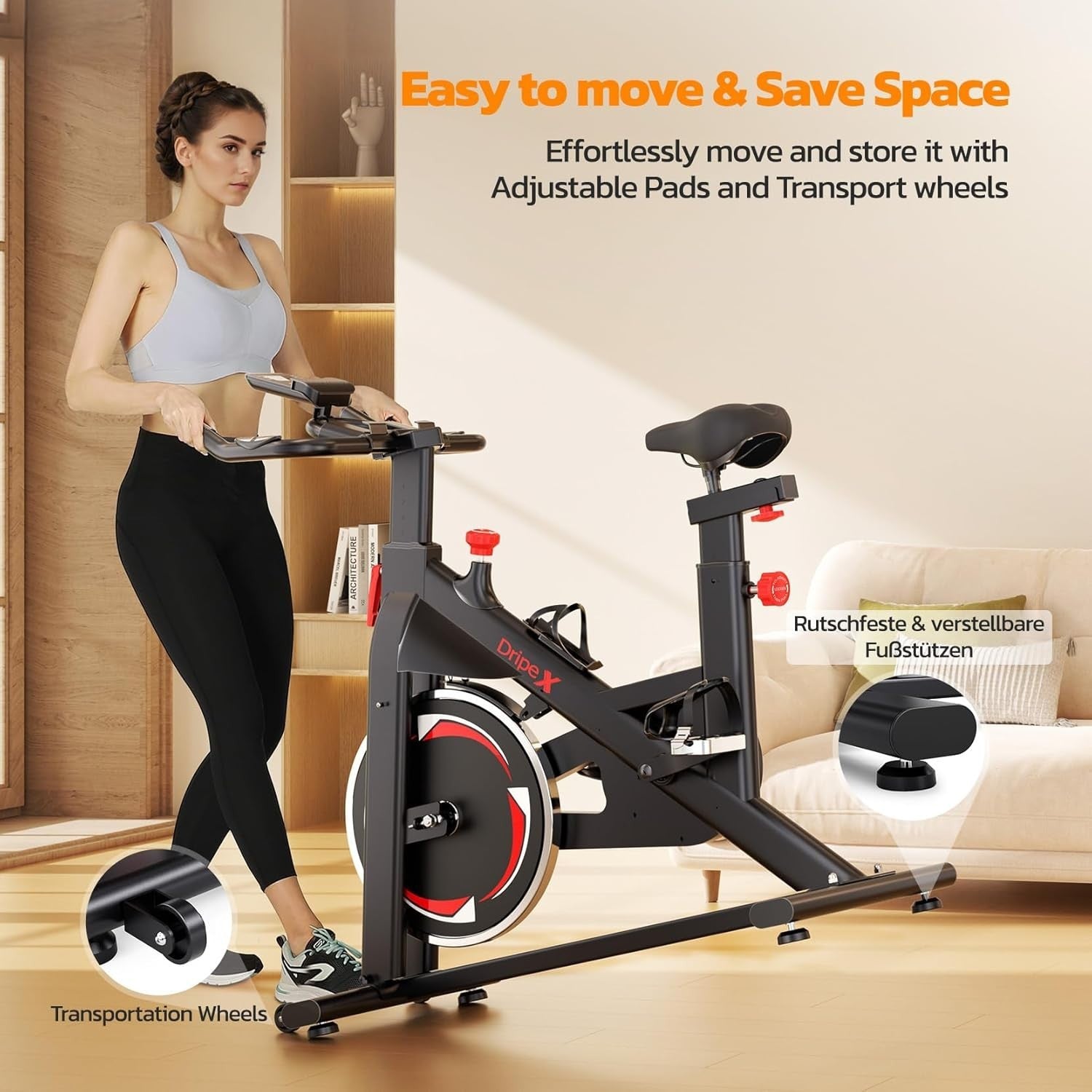 Quiet Magnetic Exercise Bike for Home w/ LCD Monitor, Heart Rate & 8kg Flywheel