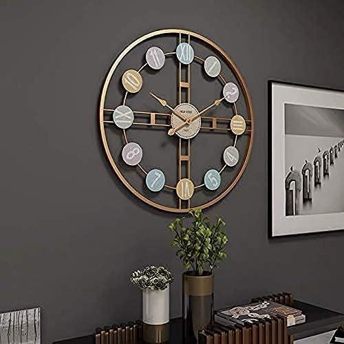 50cm Large Retro Metal Wall Clock Gold Silent Non-Ticking Modern Home Decor