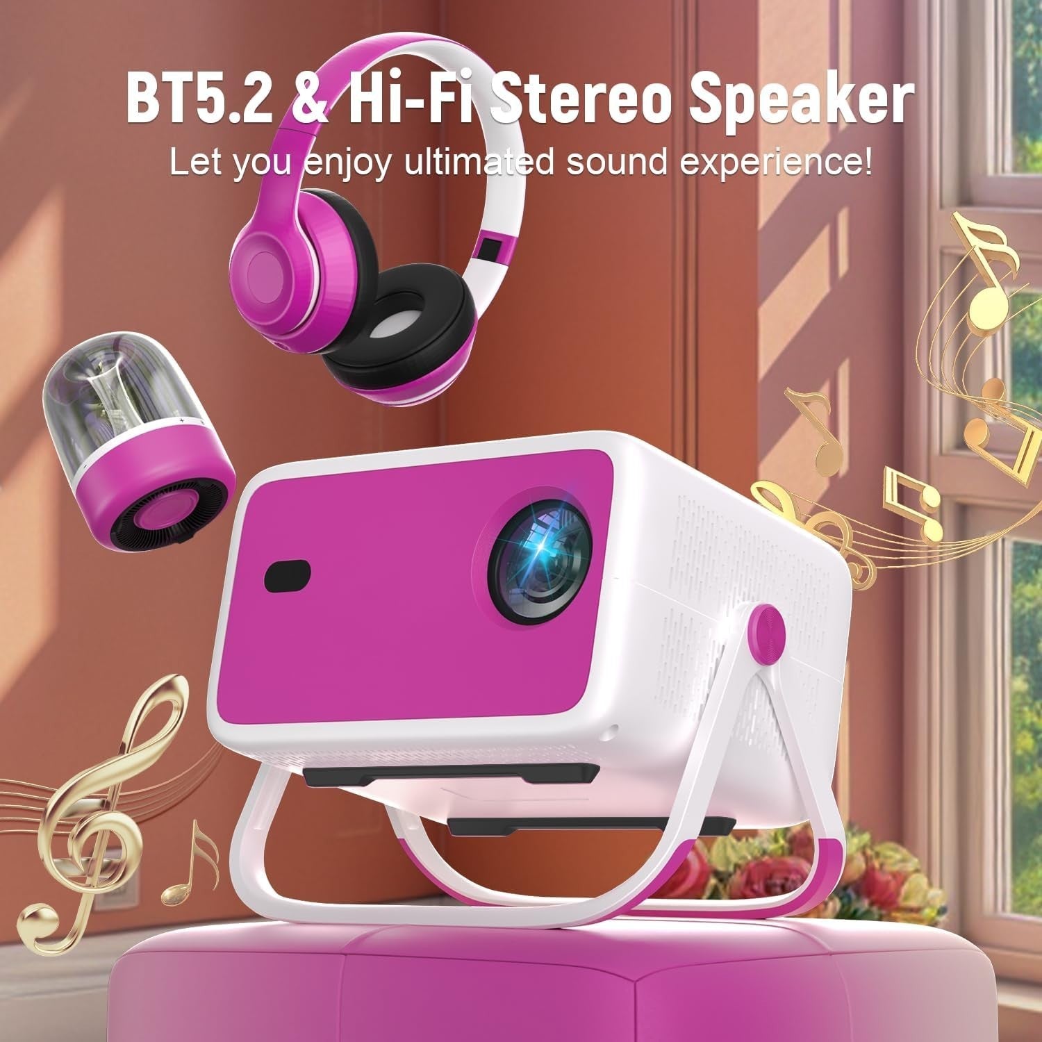 4K 1080P Smart Projector WiFi Bluetooth Auto Keystone Electric Focus