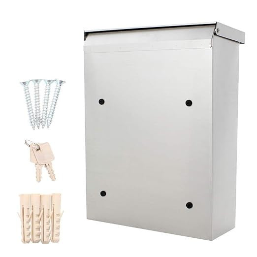 Wall Mounted Stainless Steel Lockable Mailbox Modern Post Box A4 Slot Secure