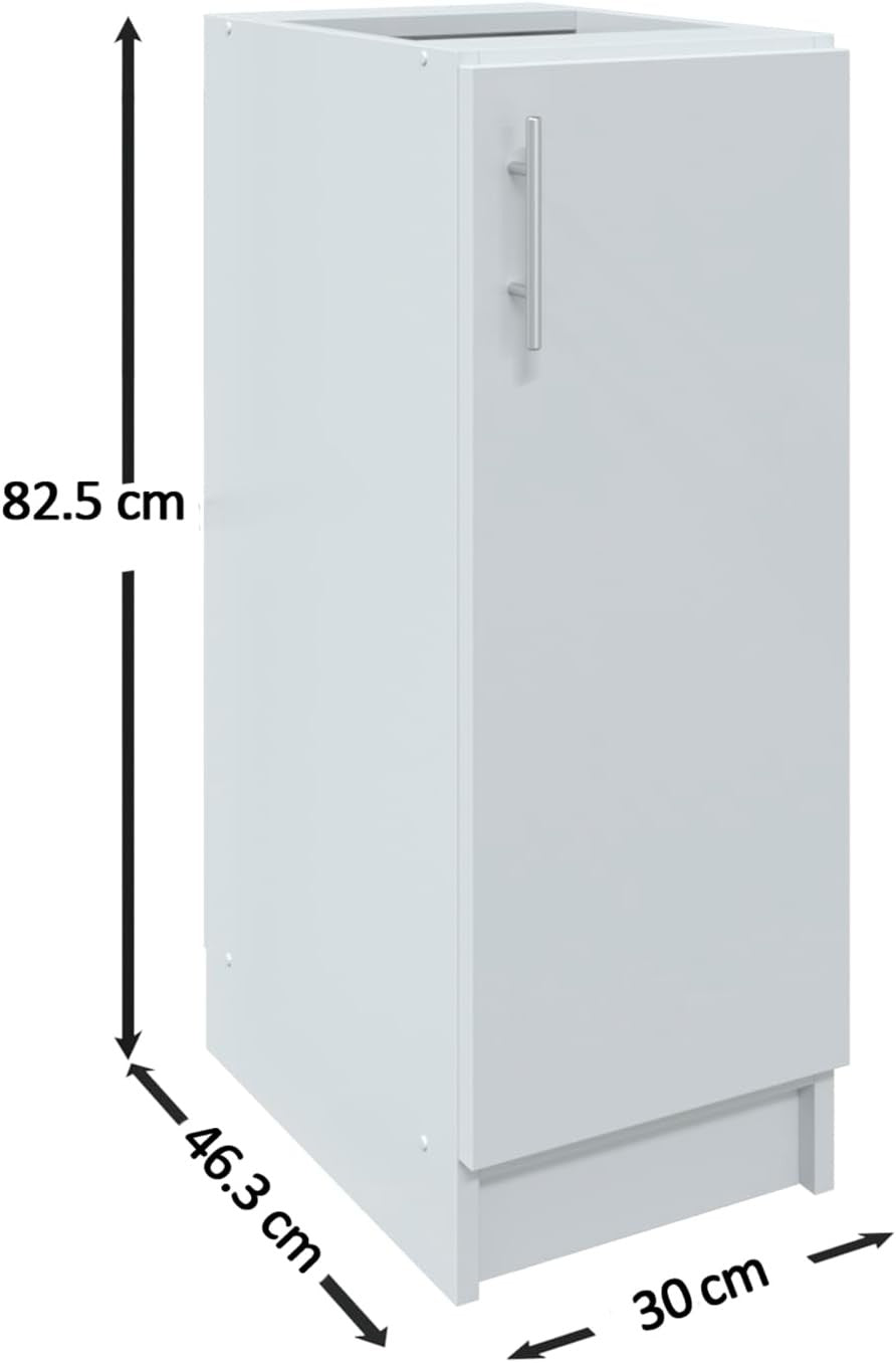 Modern 300mm Kitchen Base Cabinet Dark Grey Matt Storage Cupboard Unit