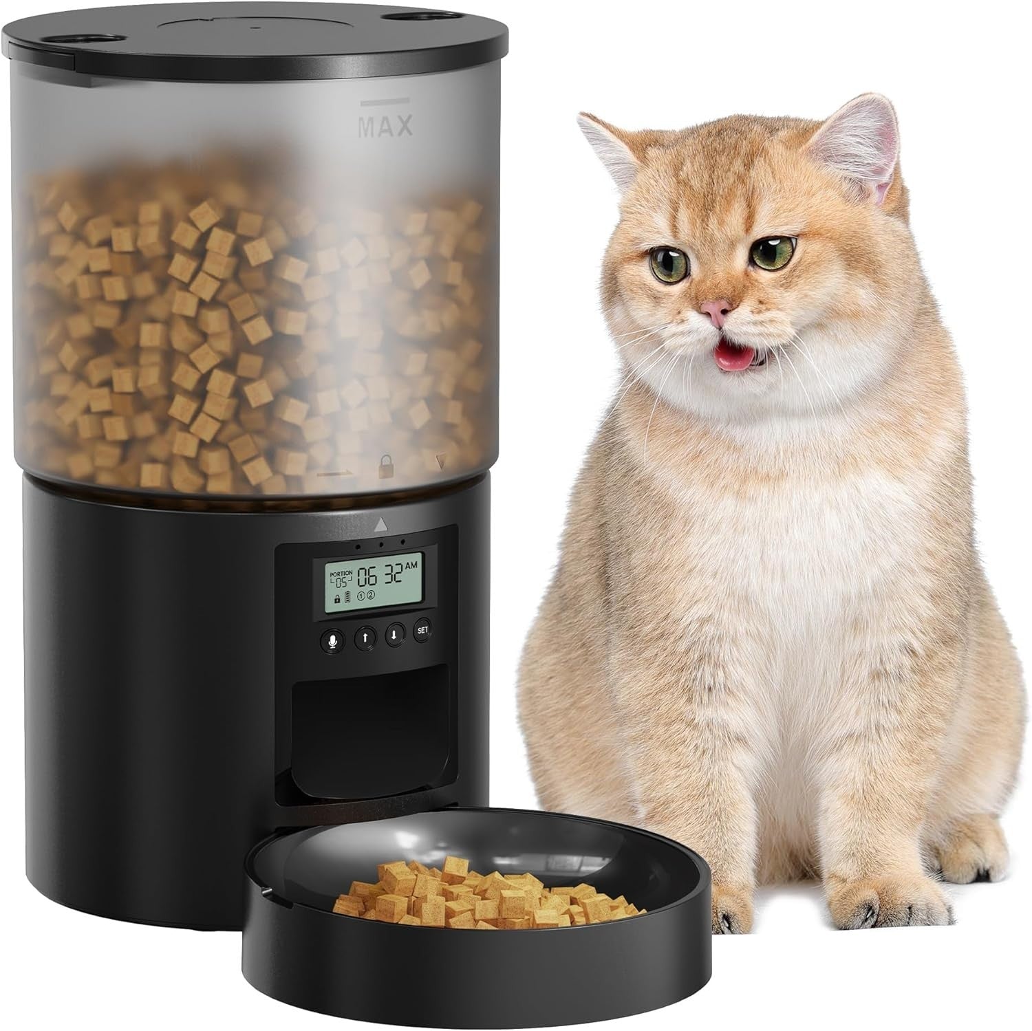 Automatic Cat Feeder 4L Timer Food Dispenser 6 Meal Voice Recorder Lock