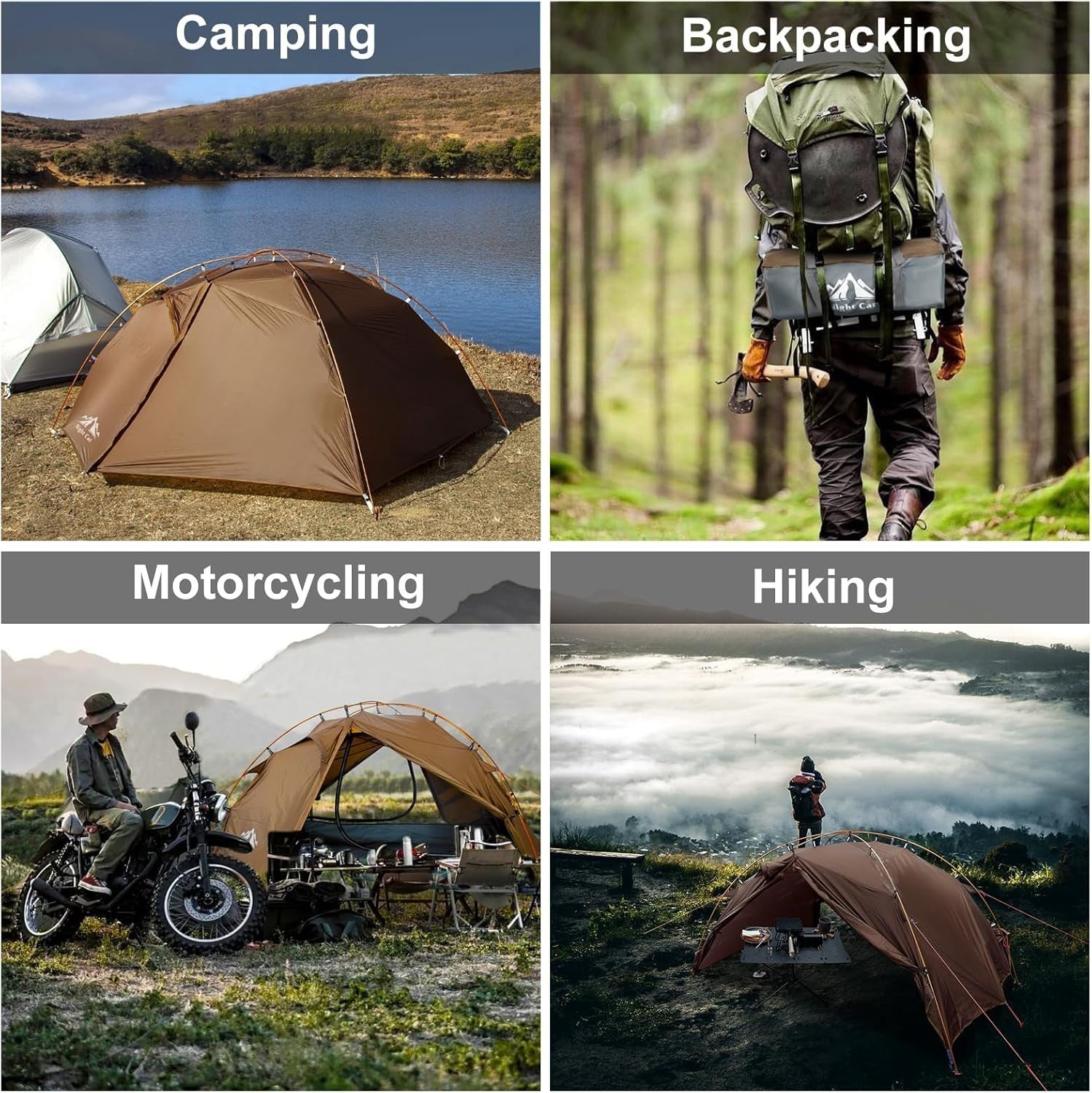 Waterproof 2-Person Backpacking Tent Lightweight Double Layer Easy Setup