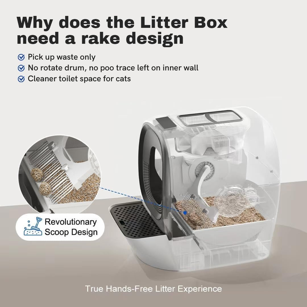 80L Self Cleaning Cat Litter Box Auto Refill 5G WiFi Multi Cat