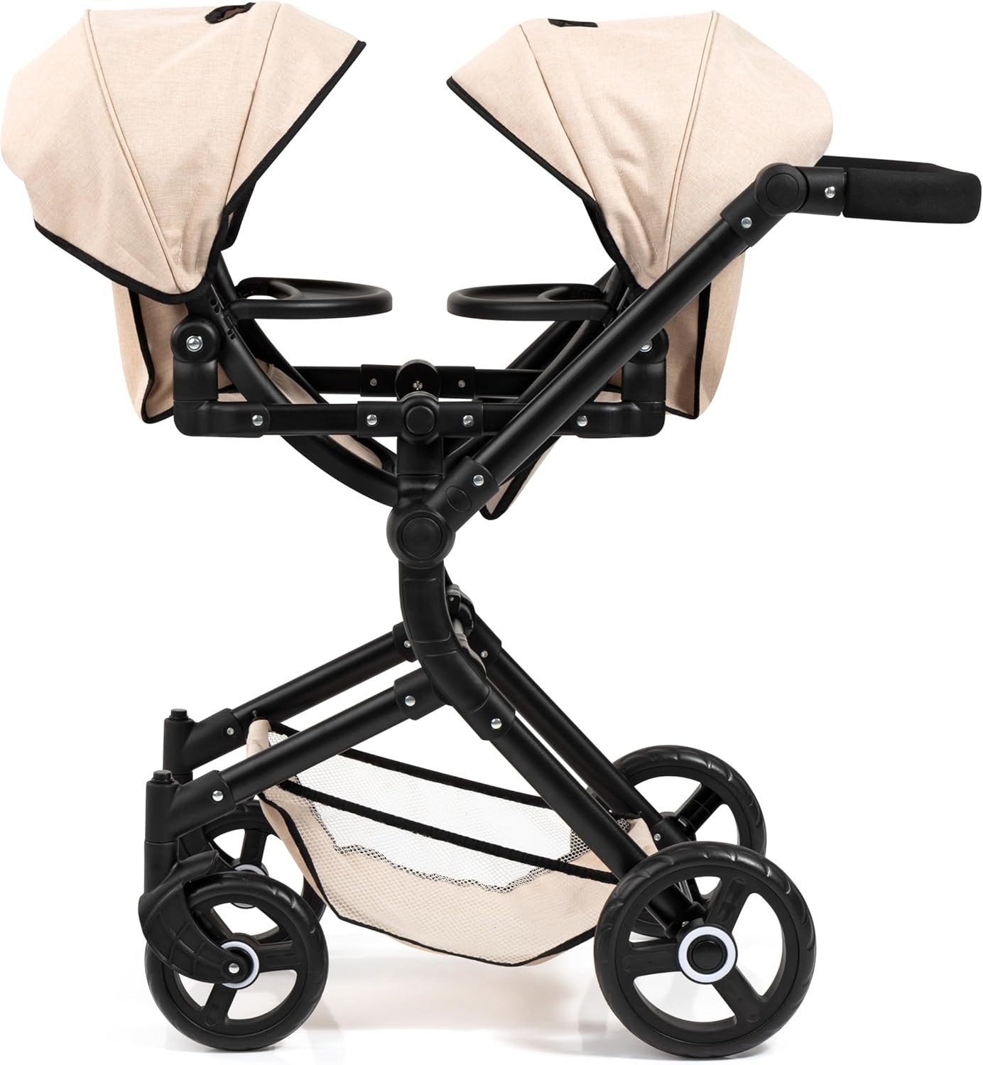 Twin Doll Pram Tandem Stroller Adjustable Reversible Handle Foldable 46cm