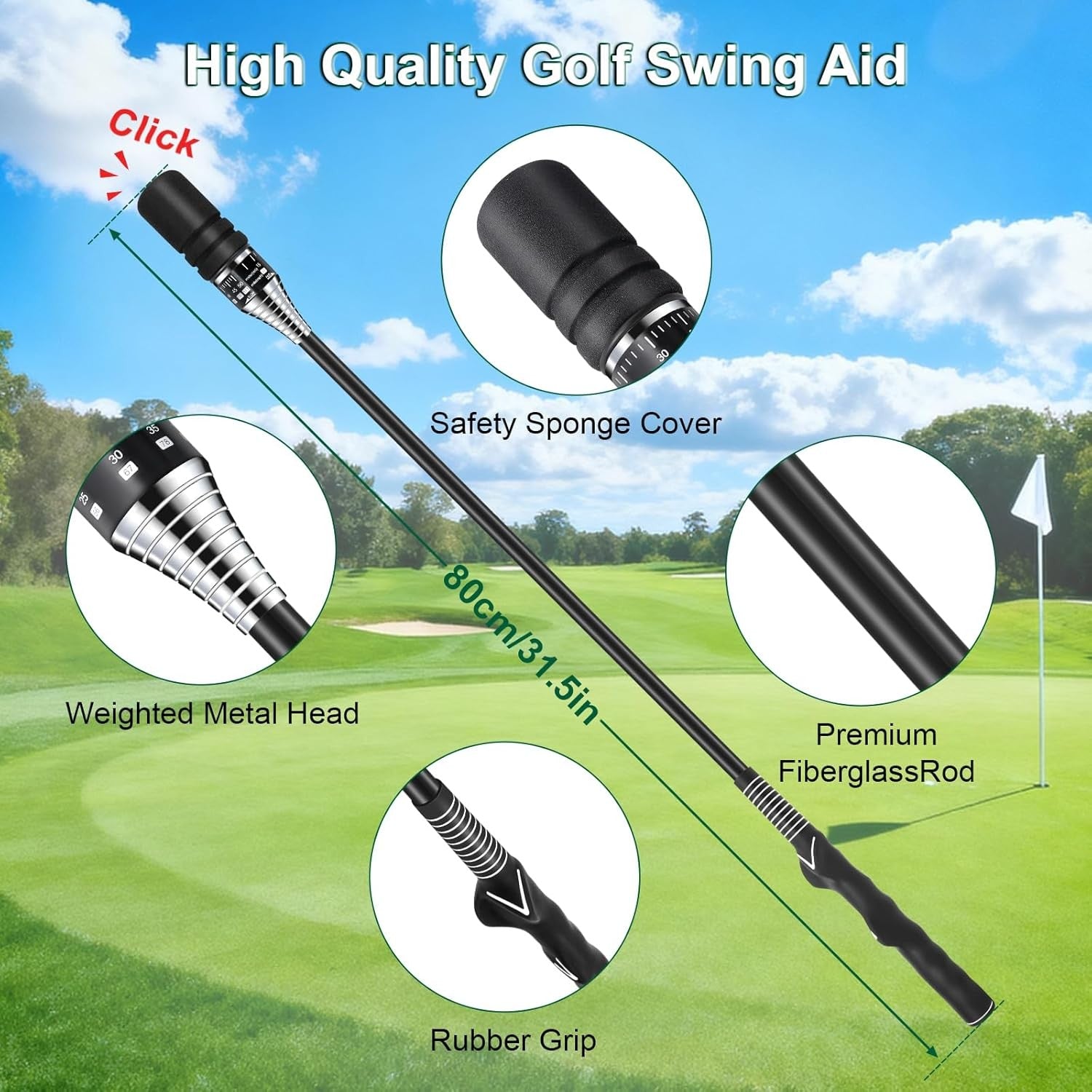 Adjustable Golf Swing Speed Trainer Click Stick Right Hand