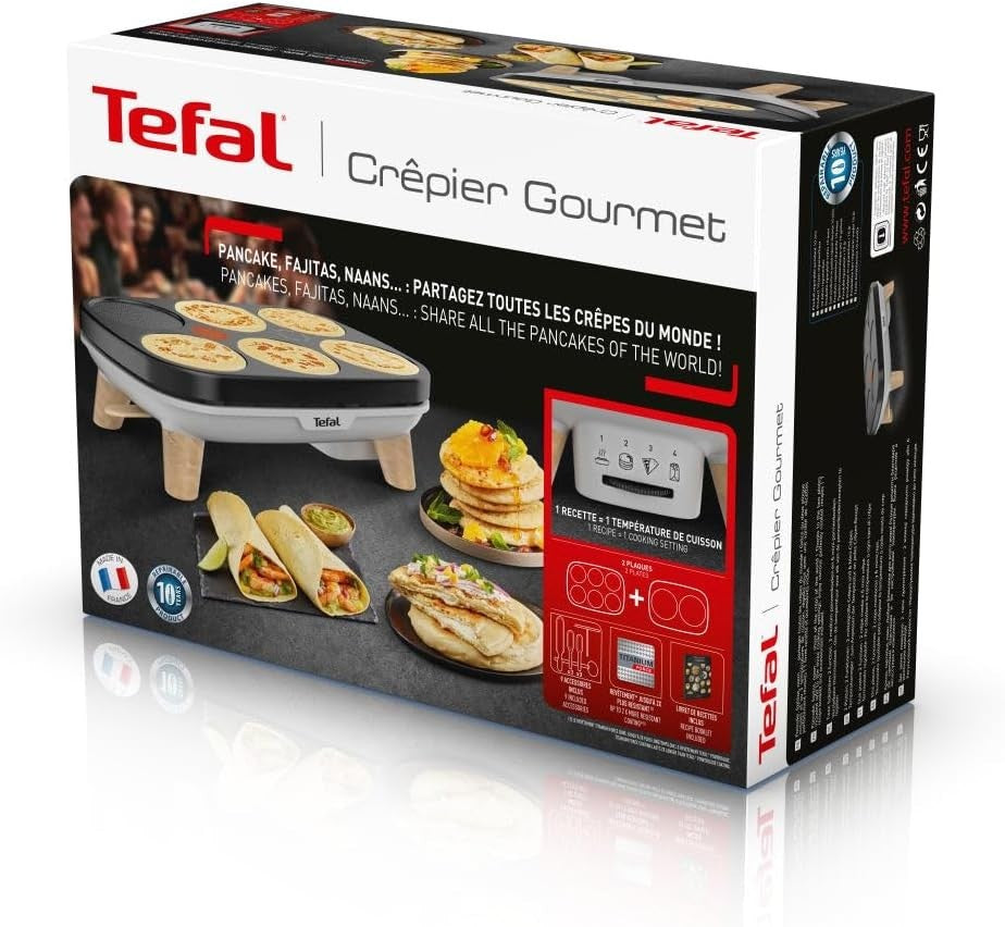 Electric Crepe Maker 1100W Dual Plate Non-Stick Pancake Machine Grey Durable