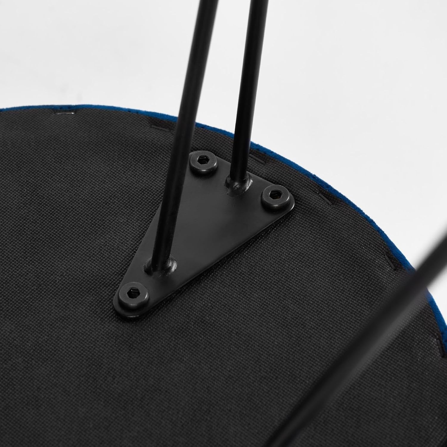 Navy Velvet Storage Stool Round Quilted Footrest Hairpin Leg Vanity Seat