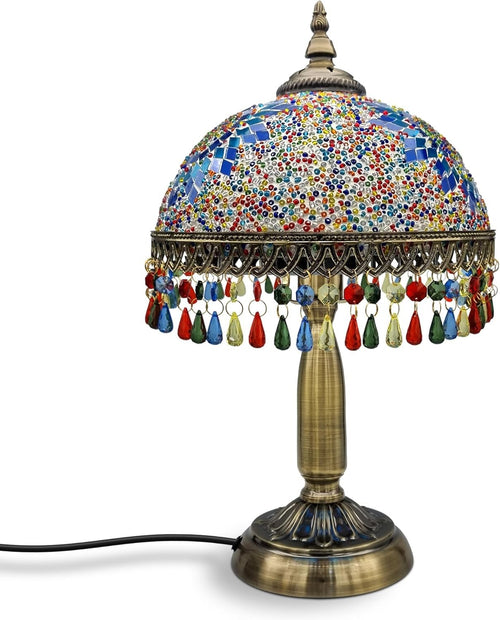 Stained Glass Table Lamp with Colorful Shade, Perfect for Bedroom & Living Room