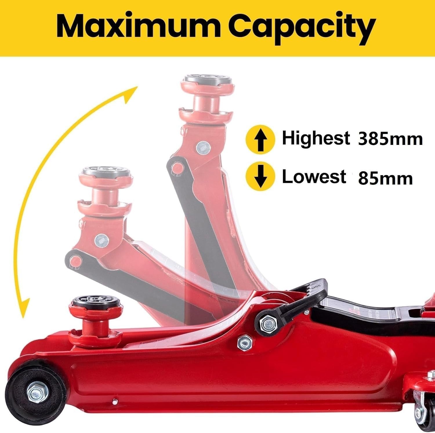 2.5 Ton Low Profile Hydraulic Trolley Jack Heavy Duty Car Lift 85–385mm Red
