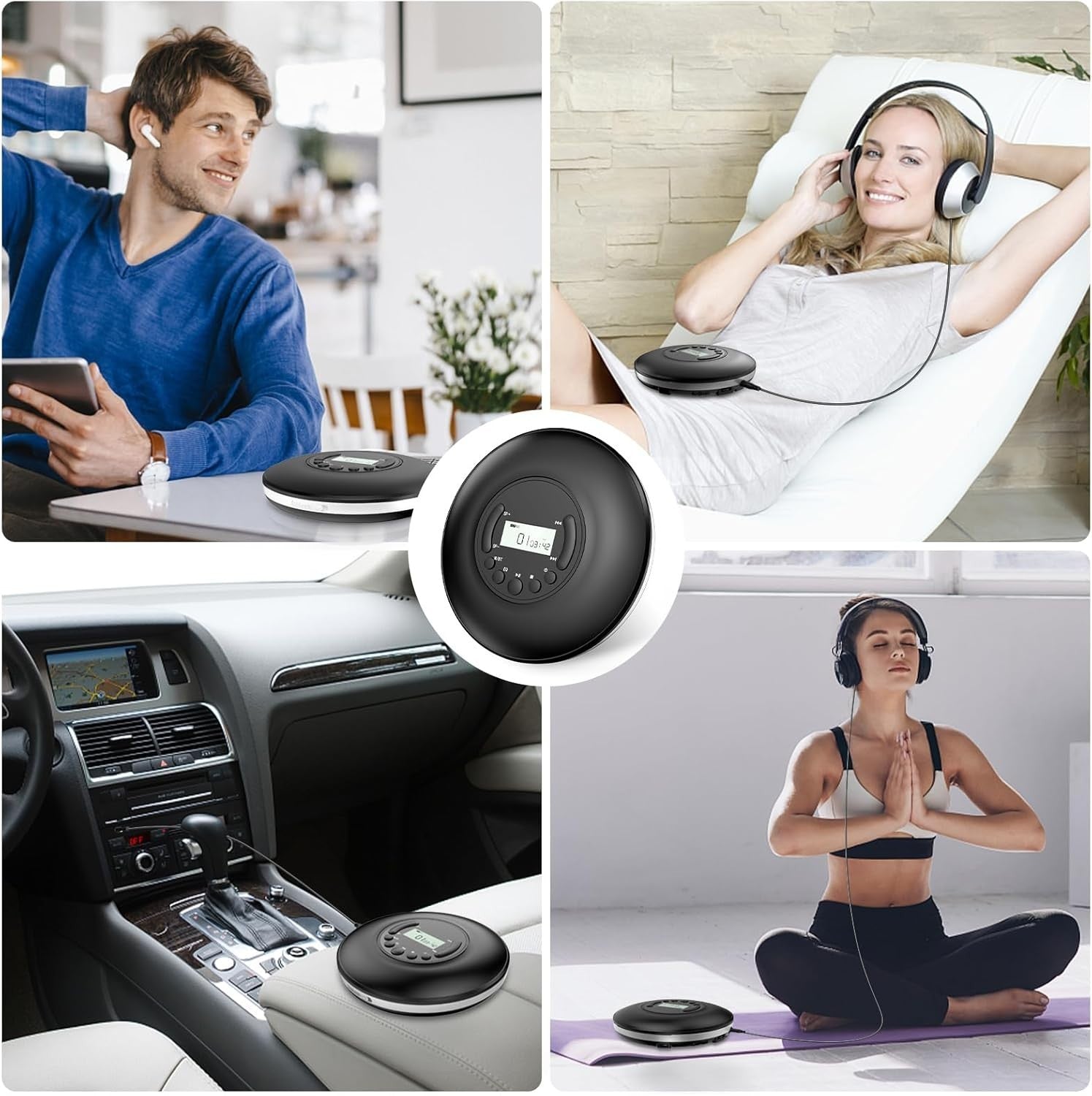 Portable Bluetooth CD Player Discman Anti Skip LCD AUX Headphones