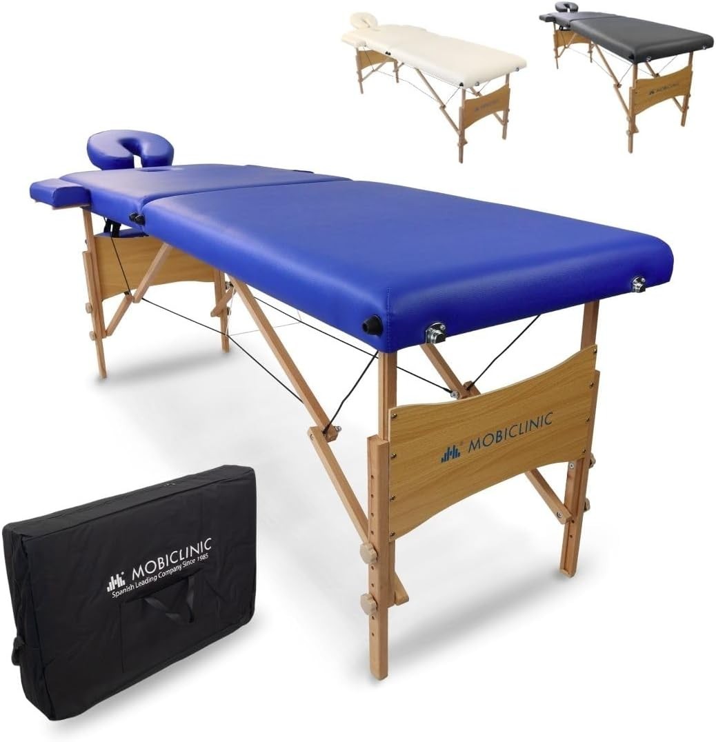 Portable Wooden Massage Table Foldable Adjustable Physiotherapy Bed Blue