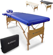 Portable Wooden Massage Table Foldable Adjustable Physiotherapy Bed Blue