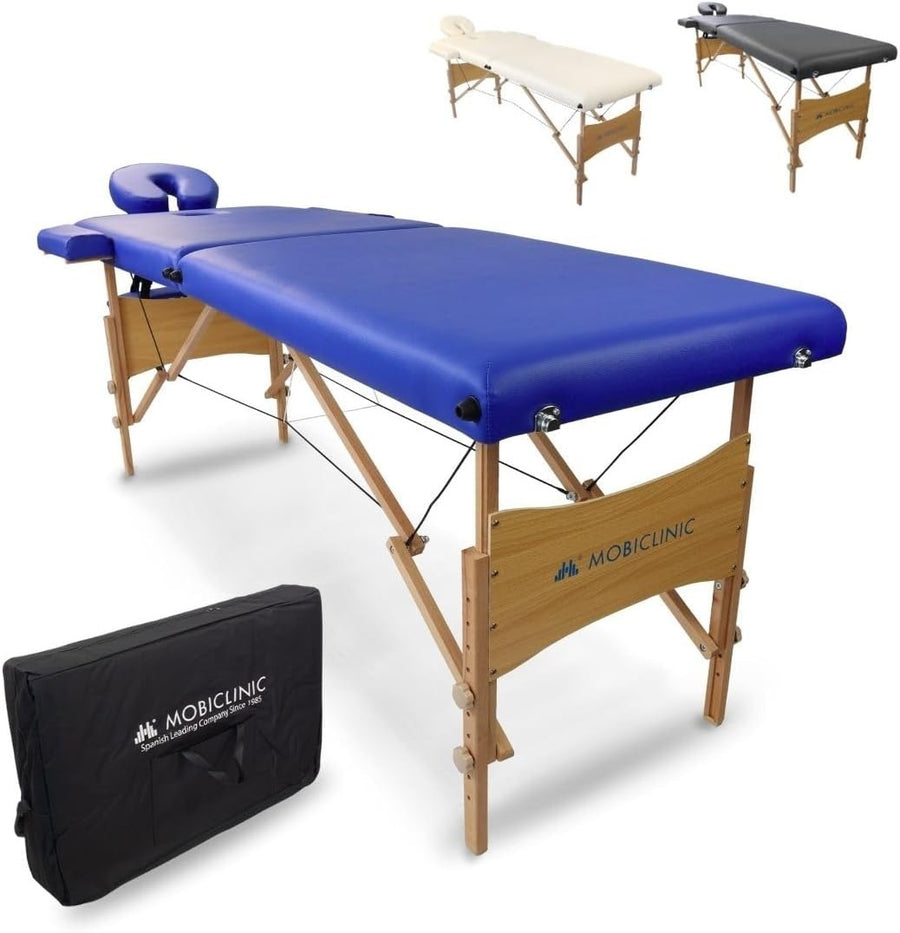 Portable Wooden Massage Table Foldable Adjustable Physiotherapy Bed Blue