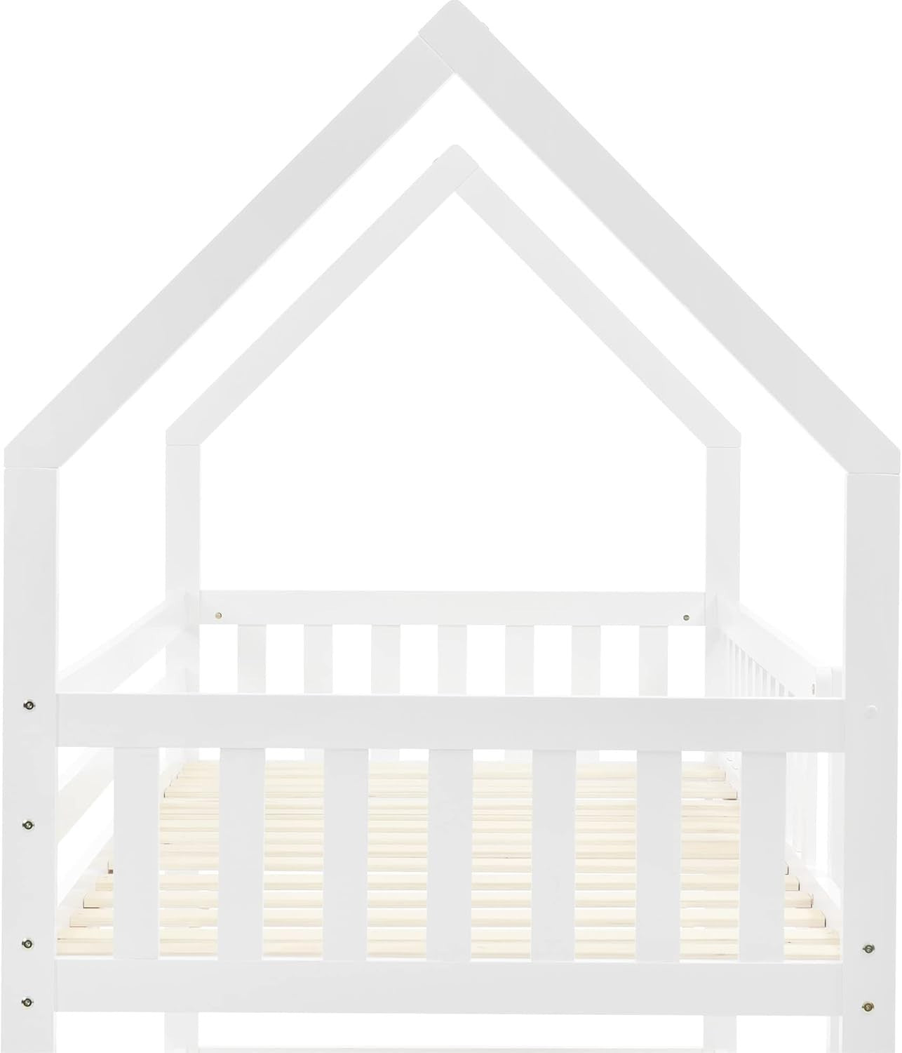 Castle Bunk Bed with Ladder 90x190cm White | Kids Safe Space Saver Bed