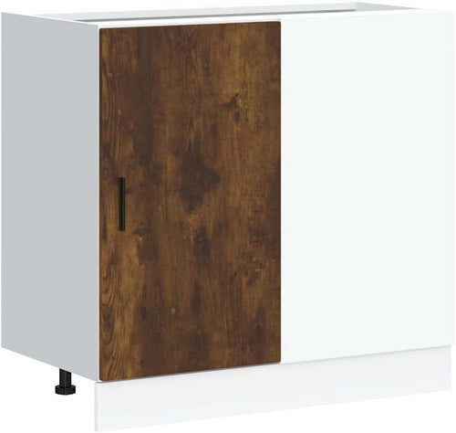 Smoked Oak Under Sink Bathroom Cabinet 60cm Modern Storage Unit