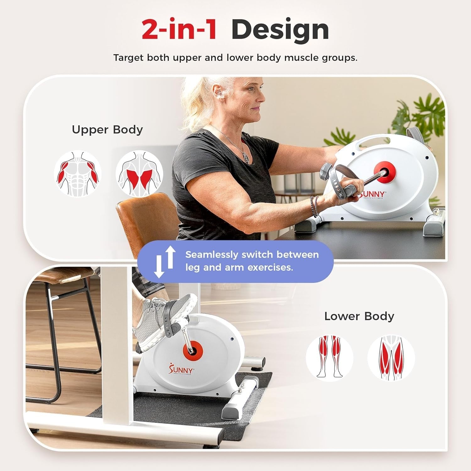 Under Desk Exercise Bike Pedal Trainer Arms & Legs Quiet LCD