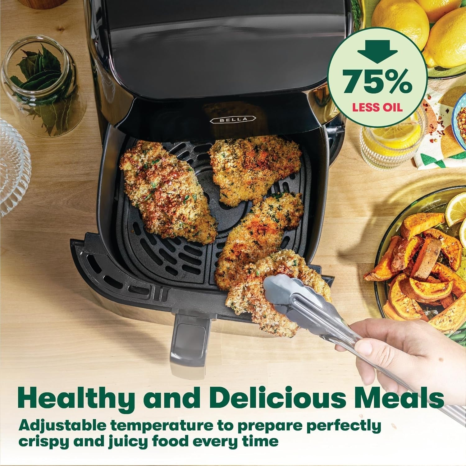 6L Touchscreen Air Fryer 1500W 6in1 Presets Nonstick Dishwasher Safe