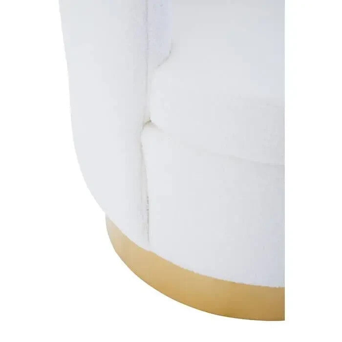 Off White Shell Accent Chair Teddy Fabric Gold Base Modern Lounge Seat